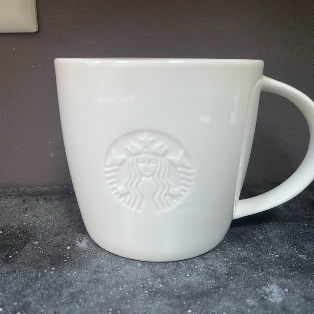 Starbucks 2010 White Ceramic Mug Original Tall 12 Oz